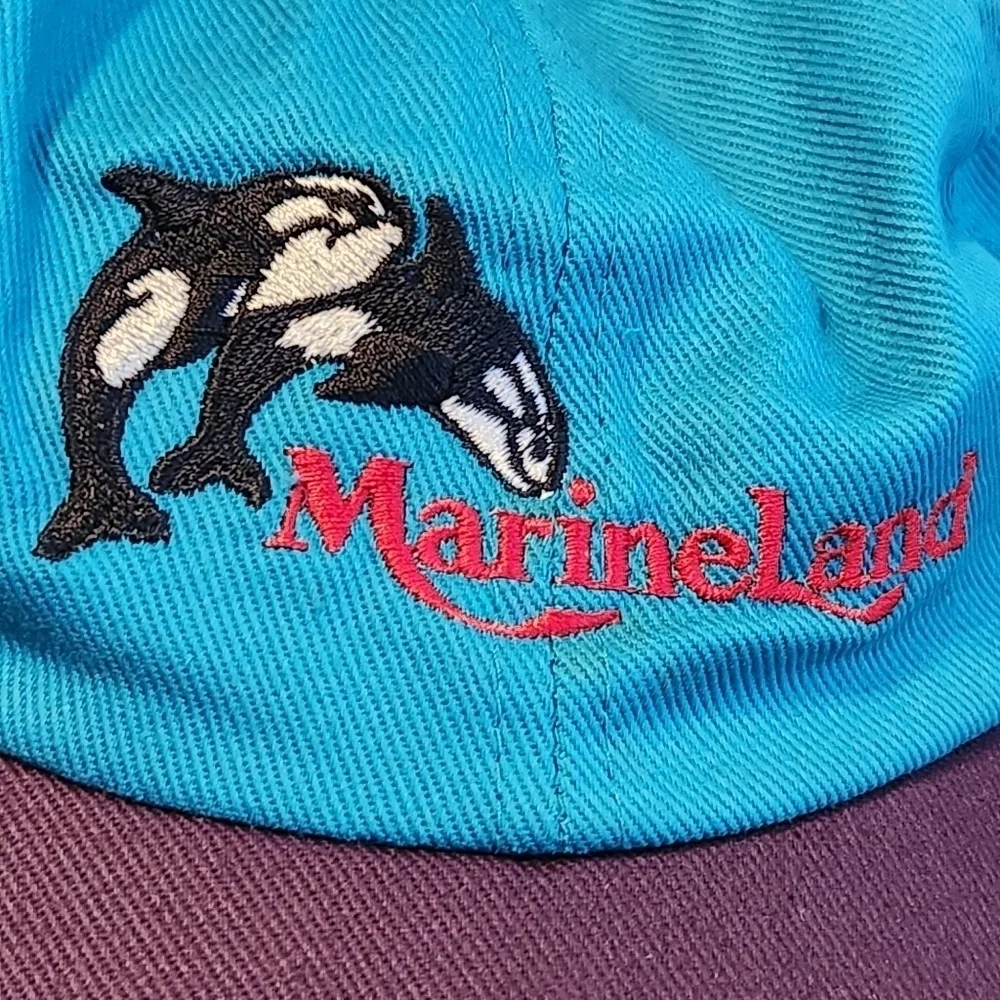Vintage MarinLand Hat Youth Size OSFA Vtg Hat Blue And Purple And MarineLand Pin